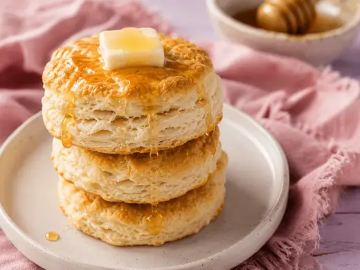 Stack of buttermilk biscuits on a cooling rack
