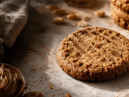 Fork-pressed peanut butter cookies on parchment